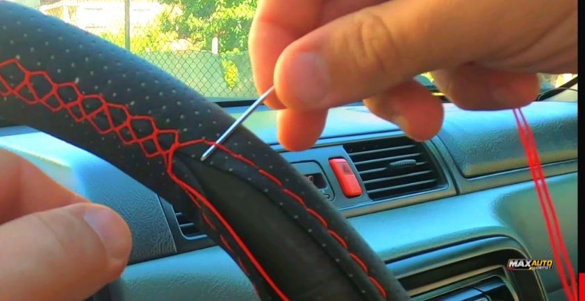 how to stitch steering wheel cover