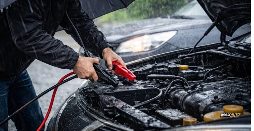 can you jump start a car in the rain