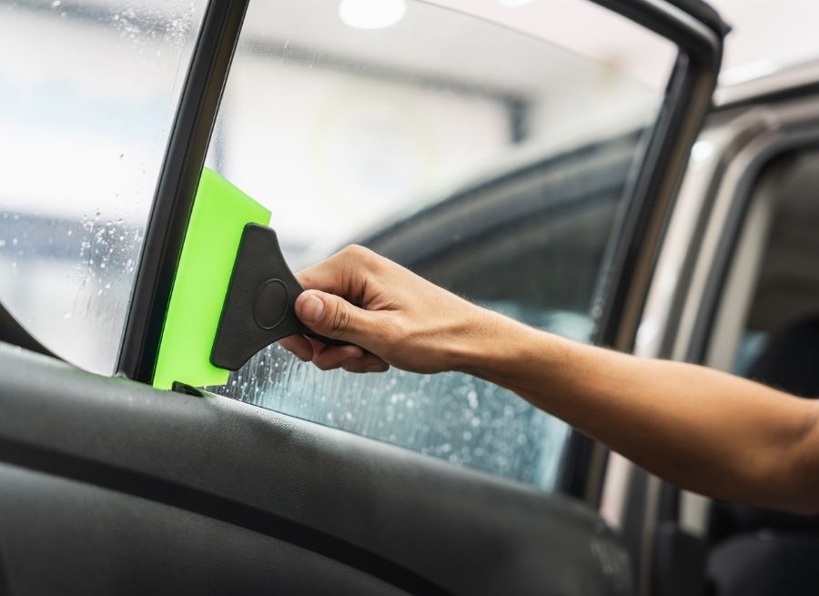 how to clean tinted windows inside car